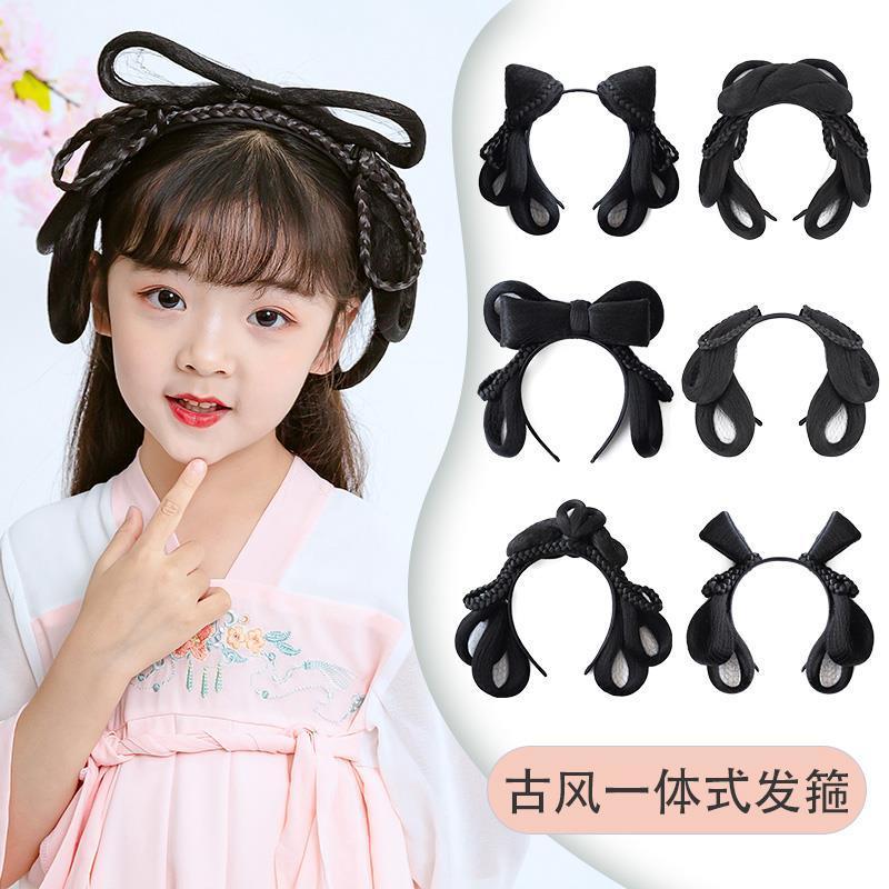 汉服假发女童古风发包发型汉服发髻发箍一体头发造型儿童古装假发 发箍-18