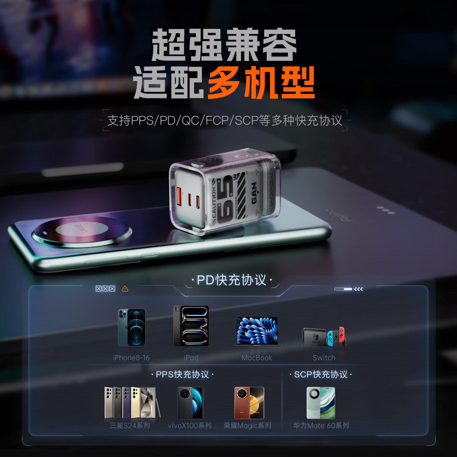 沃品(WOPOW) 65W氮化镓充电器 N15高清大图