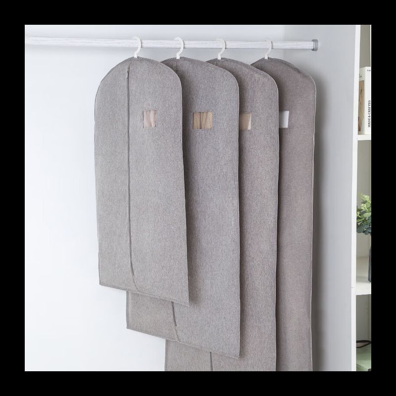 胜帐防尘罩牛津防尘袋挂式家用衣服防尘套 简约灰[立体款]50*80cm高清大图