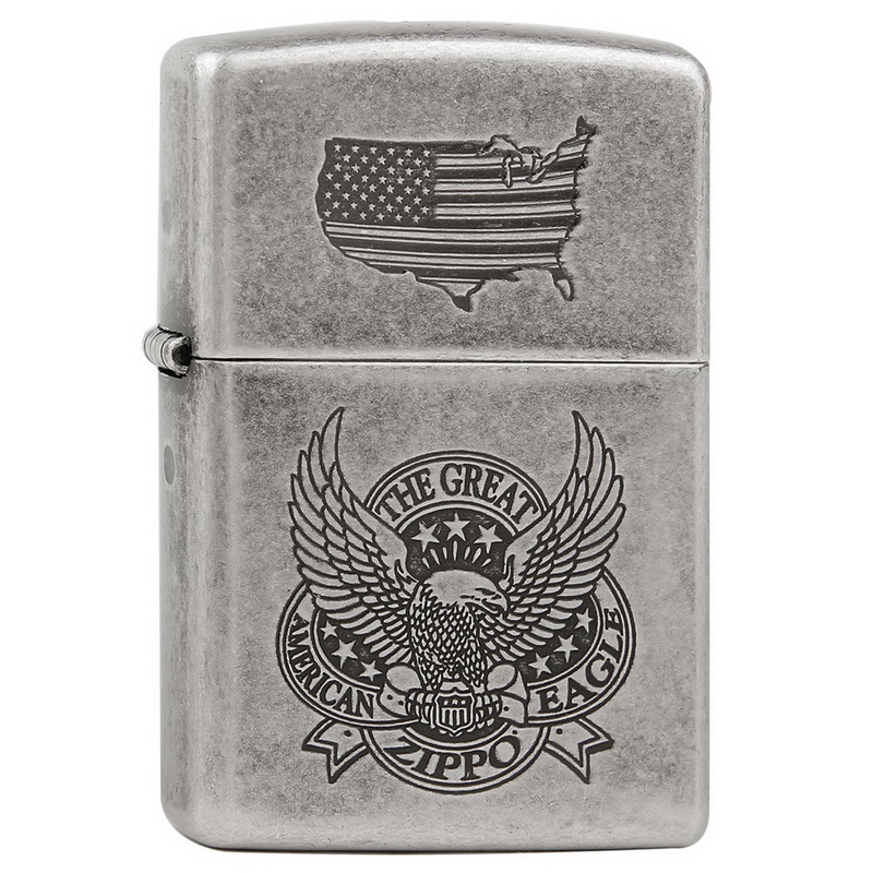 美国zippo打火机 古银双刻芝宝121fbaw39 雄伟美国鹰 美国本土机 男士