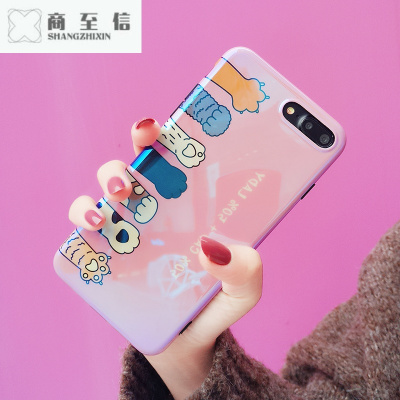 蓝光iphone8plus手机壳苹果7可爱7p女款8少女卡通保护套蓝光猫爪_1_4