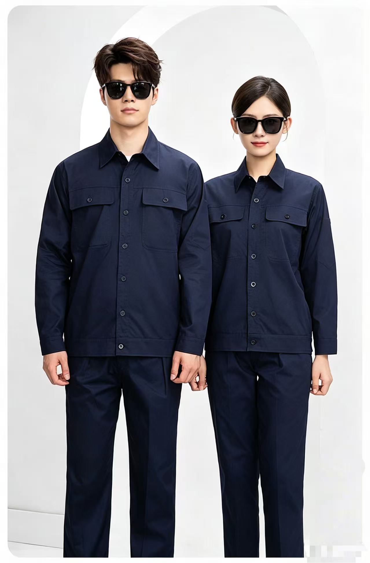 路安保夏季纯棉工作服QM6870透气全棉长袖套高清大图