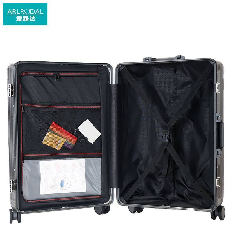 爱路达 前开口铝合金拉杆箱行李箱 折叠杯架+USB充电 AD30/个(20寸)图片