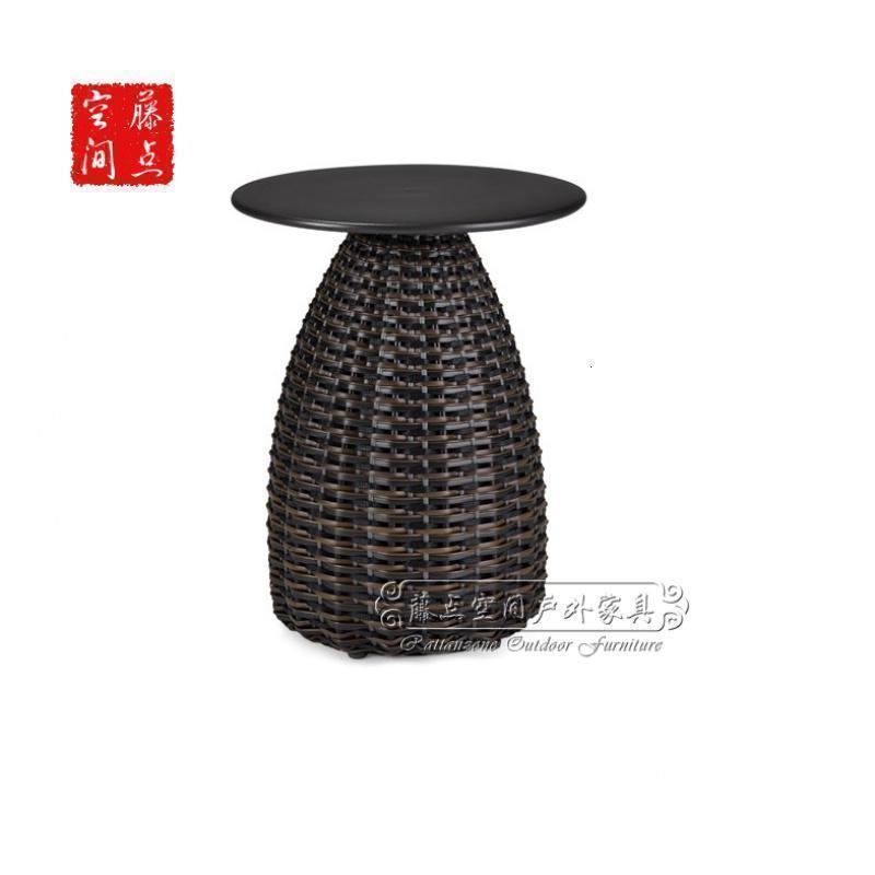 森美人中式户外藤编阳台小茶几样板房定制家具北欧简约边几圆台藤椅软装高清大图