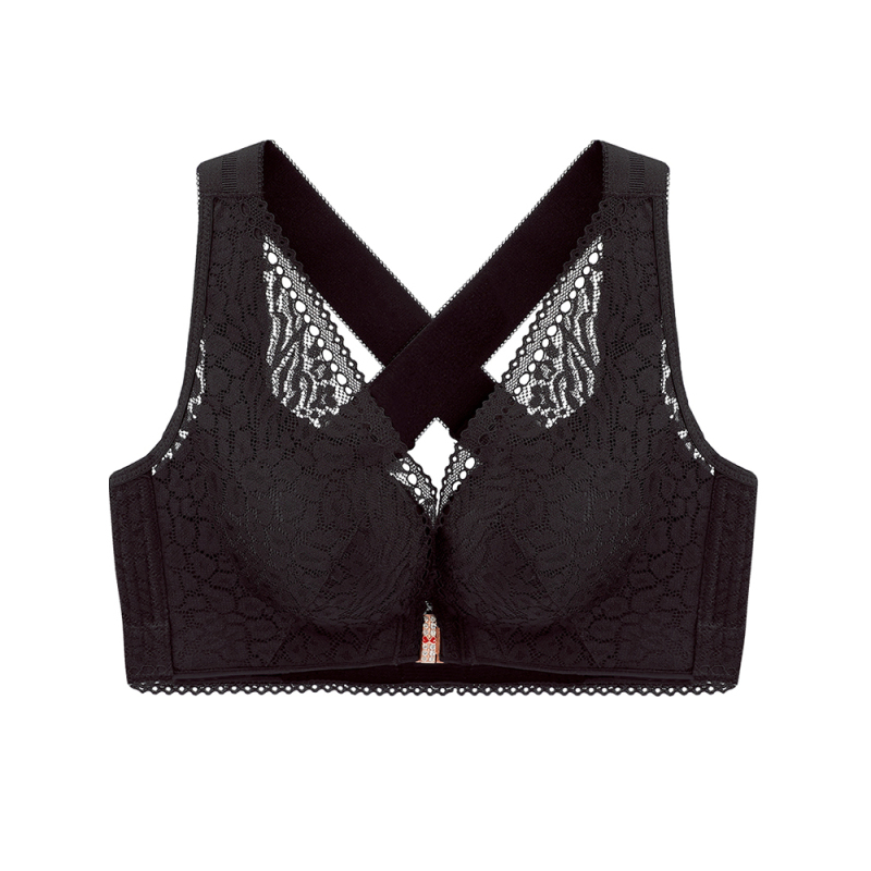 文胸大码美背背心胖mm收副乳上托聚拢薄款宽肩带无钢圈前扣内衣女吊带