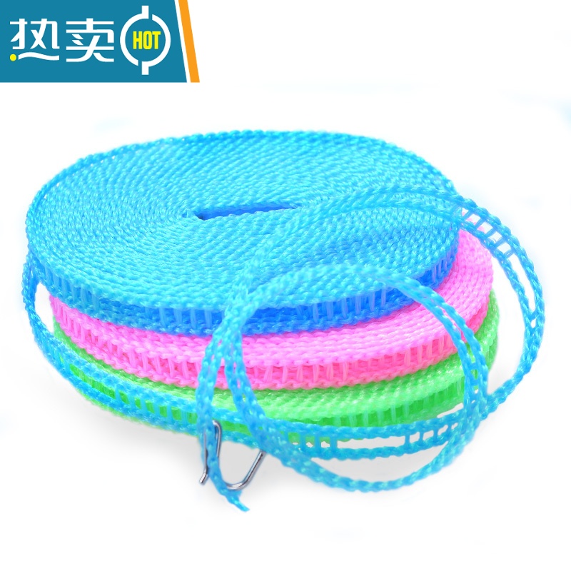 敬平加粗晾衣绳室内户外旅行免打孔防风防滑凉挂晒衣服绳子被子的器 绿色8米〖升级加粗〗高清大图