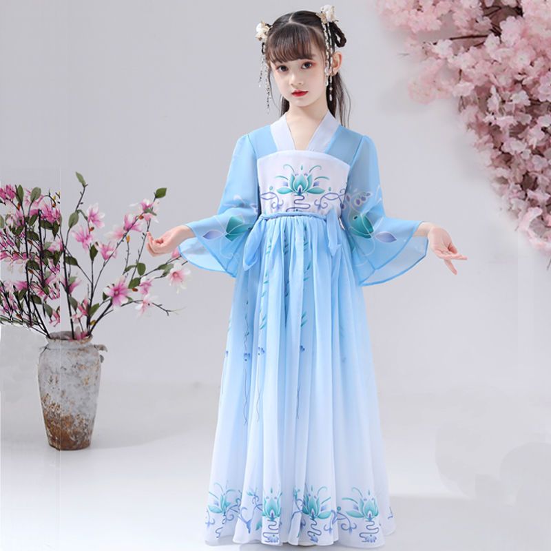 儿童汉服女夏古装裙子仙襦裙夏季小女孩唐装中国风连衣裙演出服