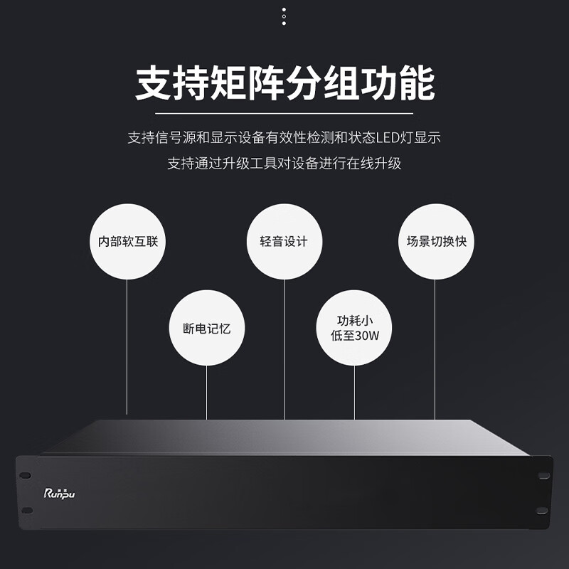 润普Runpu RP-PK8008S 会议音视频8路拼接控制器八进八出无缝视频切换处理器屏幕墙拼接控制器高清大图