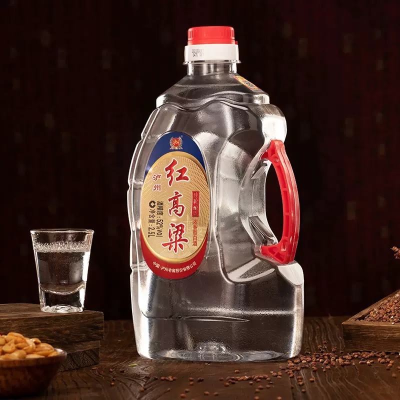 泸州老窖红高粱酒52度2.5L*6桶整箱散装酒纯粮食酒泡酒自饮高度酒