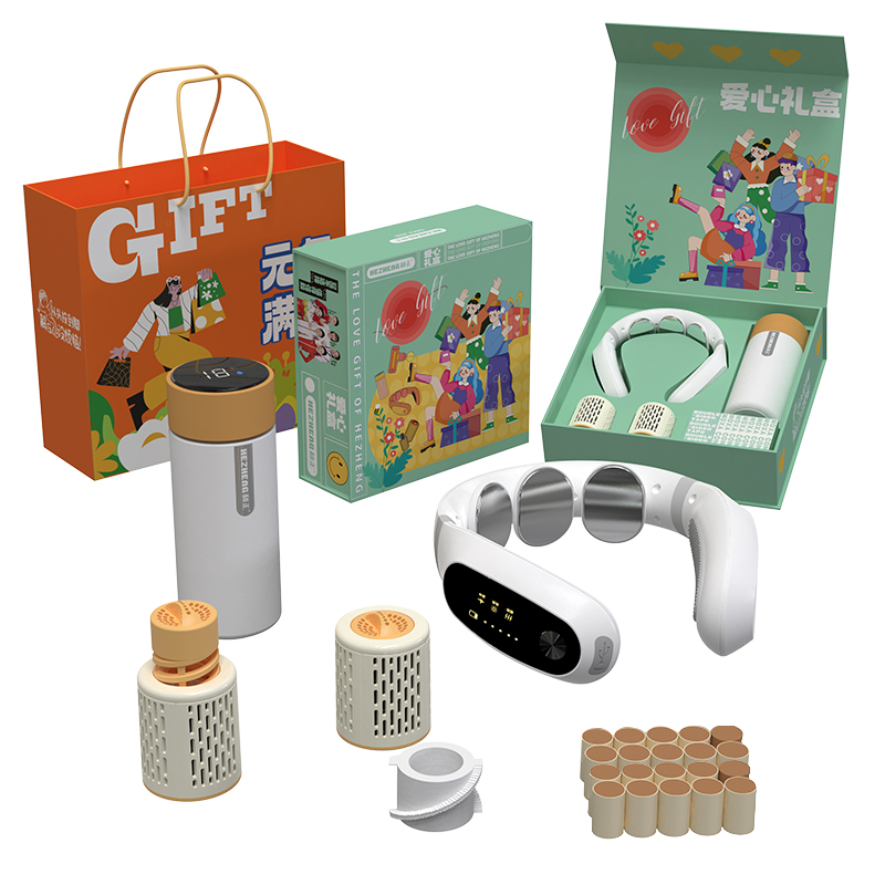和正颈椎按摩仪爱心组合 孝心礼盒健康礼物(颈椎按摩器+智能温显杯+艾灸罐*2)爱心礼盒三HZ-LOVE-3!高清大图