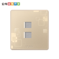 公牛(BULL)双网线插座二位墙壁86型宽带信息双电脑网络插座双网口网络面板G18T222 玫瑰金