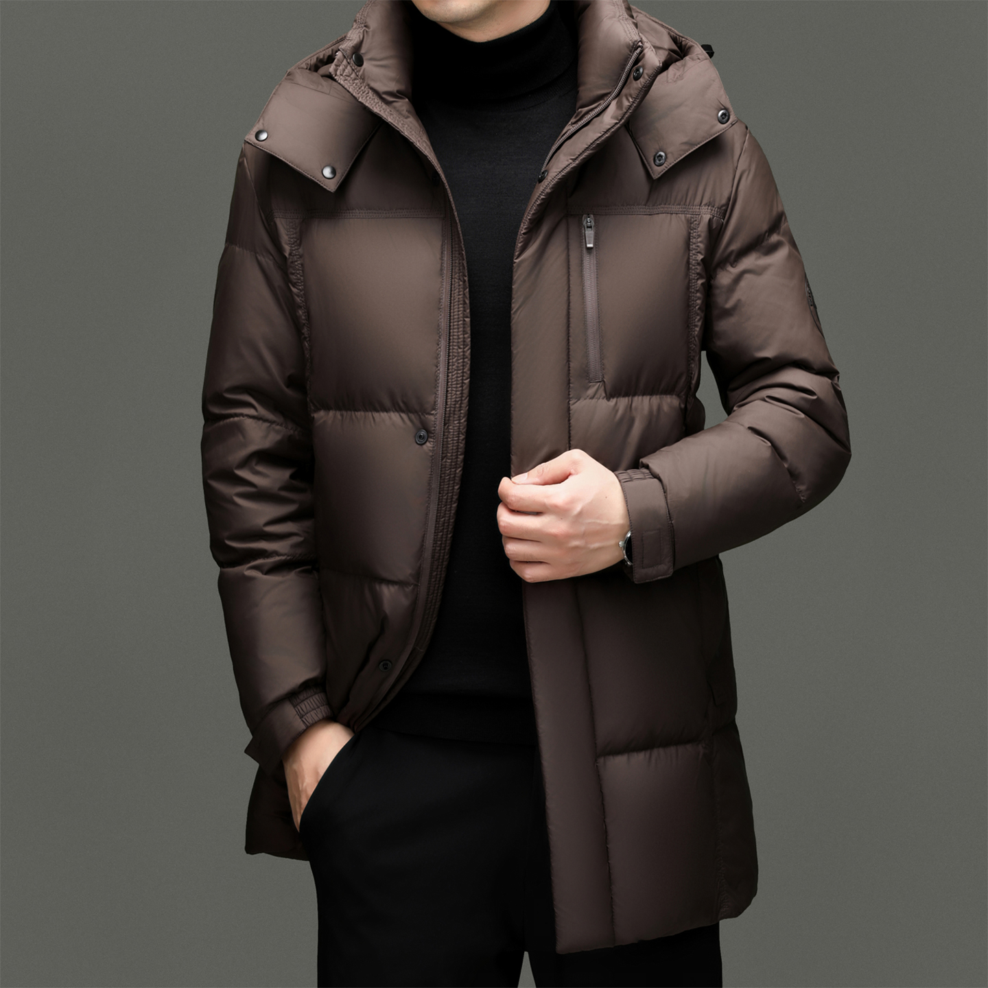 【可拆卸内胆 羽绒新款】秋冬装白鸭绒羽绒服男士极寒保暖爸爸装商务休闲外套夹克男翻领大码新款活里活面羽绒内胆外套男 墨绿【扣子款】可拆卸内胆 190码