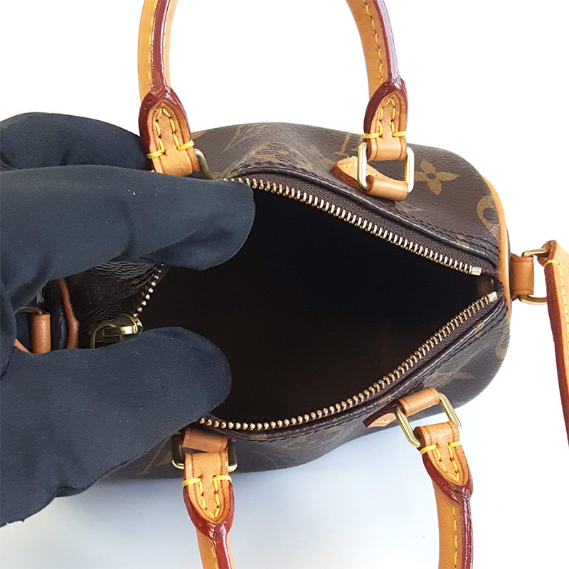 正品lv路易威登女士棕色老花speedynano单肩斜挎包nanospeed路易威登