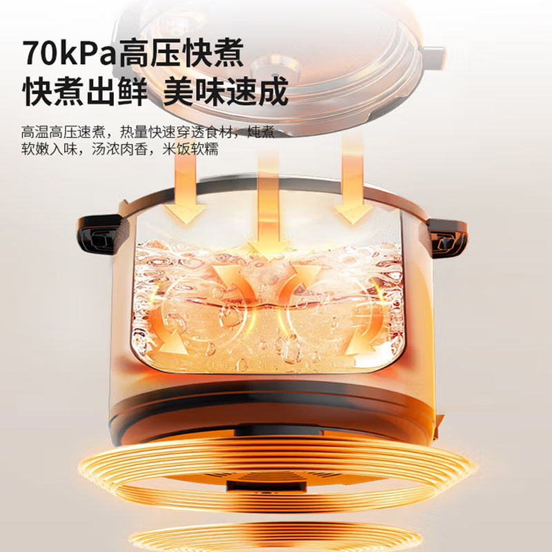 先锋SINGFUN先锋QT-X1-50-B-D电压力锅智能电压力锅多功能烹饪机大容量一键操作安全节能时尚简约高清大图