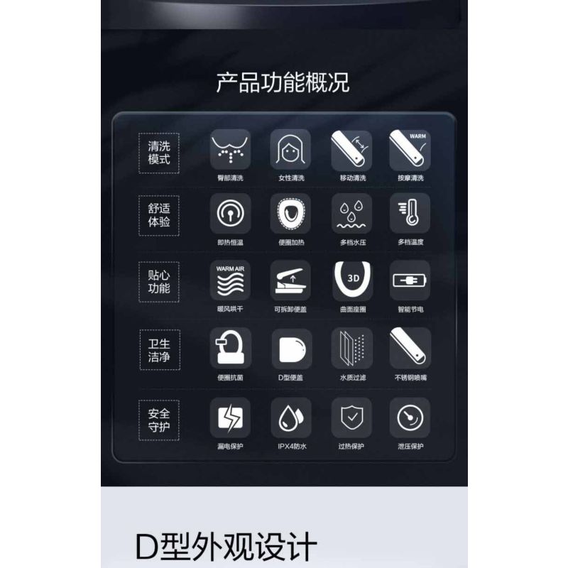 松下(Panasonic)卫浴官方智能马桶盖即热恒温抗菌座圈暖风烘干家用D型电动盖板DL-PK25DCWS