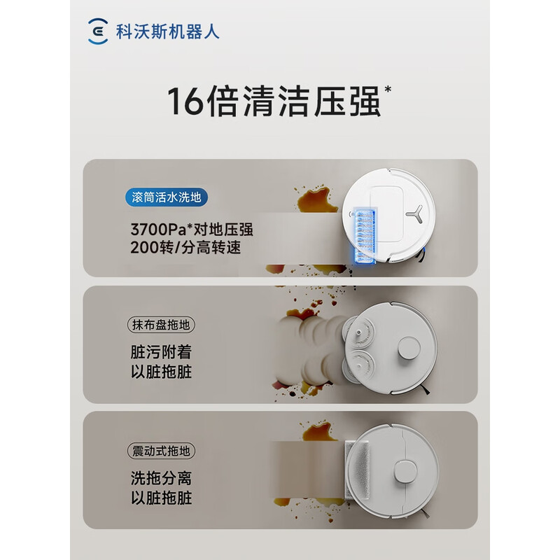科沃斯 T80 扫地机器人扫拖洗烘一体自动清洗恒压滚筒洗地机器人智能语音全自动上下水版高清大图