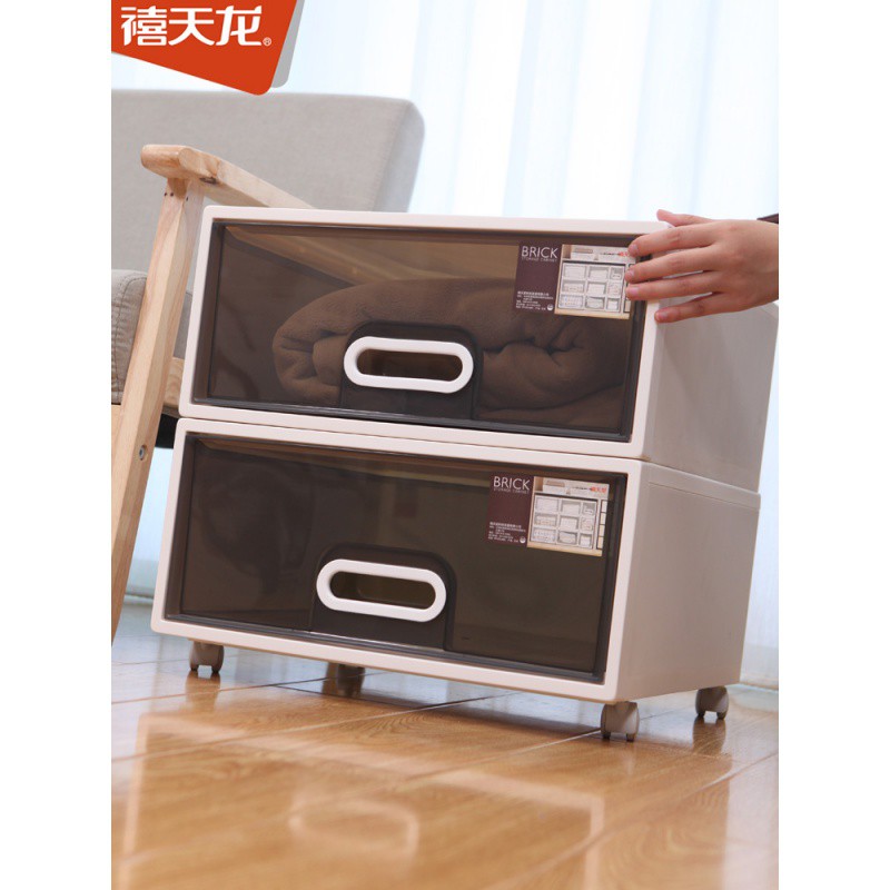 透明塑料收纳柜家用衣物整理箱内衣抽屉式可自由组合储物柜收纳柜 三维工匠高清大图