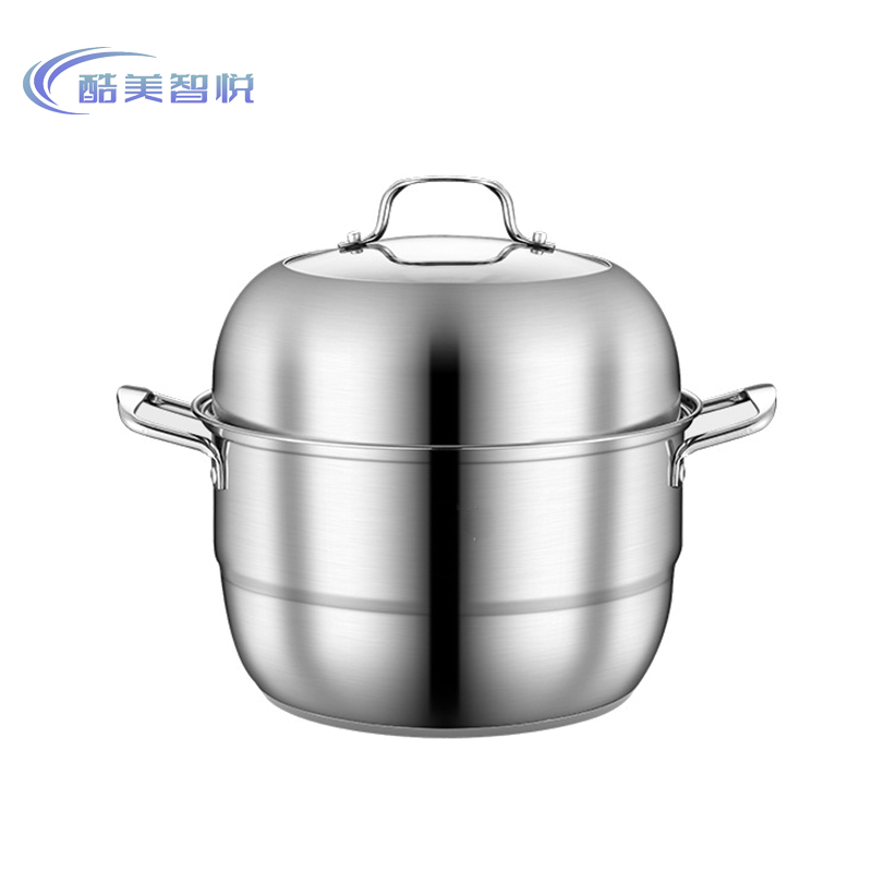 酷美智悦 304双层蒸锅实心把手30cm KM-JZ469 个高清大图