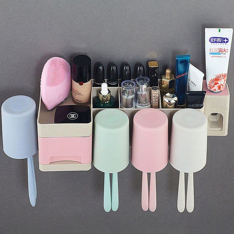 2/3/4口牙刷架牙刷杯卫生间壁挂牙刷架牙刷牙膏盒电动牙刷置物架 抽屉款（三杯牙刷架）图片