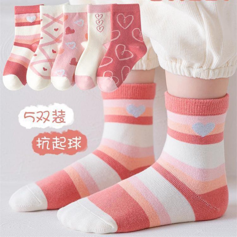 儿童袜子女孩女童袜子春夏款棉袜大童可爱公主花边袜高清大图