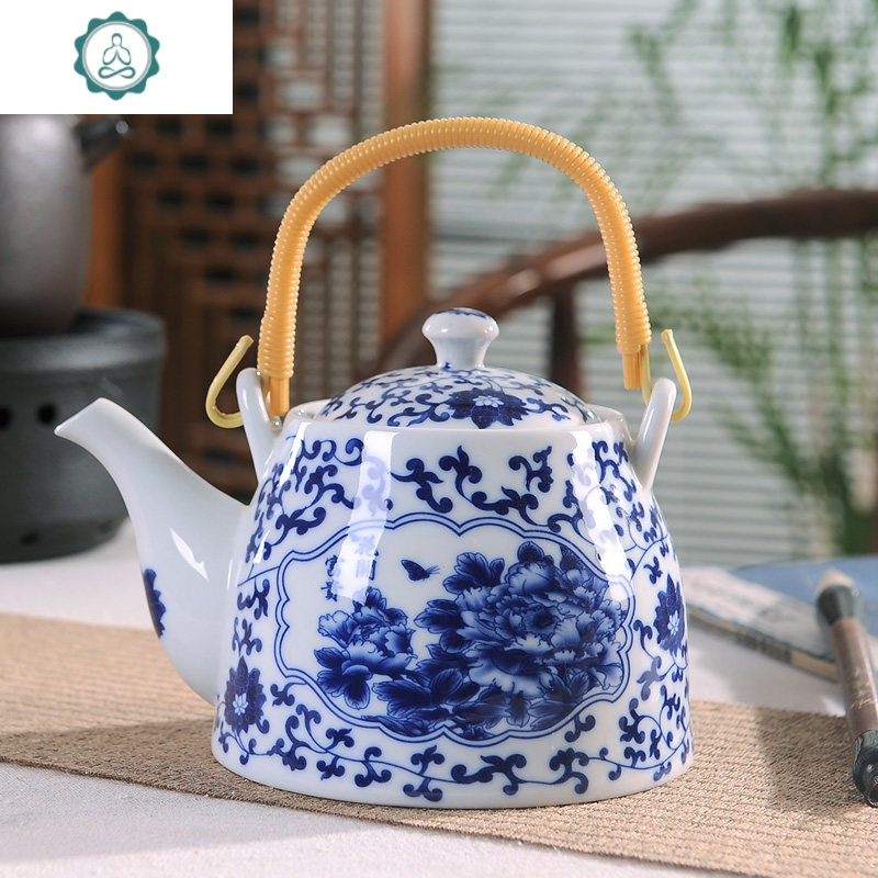 景德镇瓷器茶壶陶瓷大容量凉水壶大号青花瓷冷水壶提梁泡茶壶家用 封后 2.0-白金叶子
