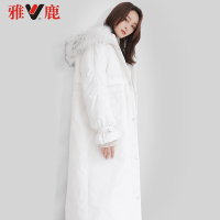 yaloo/雅鹿2018新款羽绒服女中长款韩版过膝加厚大毛领羽绒服女潮