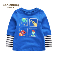 拉里宝贝Lioniebaby童装长袖T恤宝宝内搭袖口拼接长袖T恤纯棉卫衣2020春装新款男童L01WS018