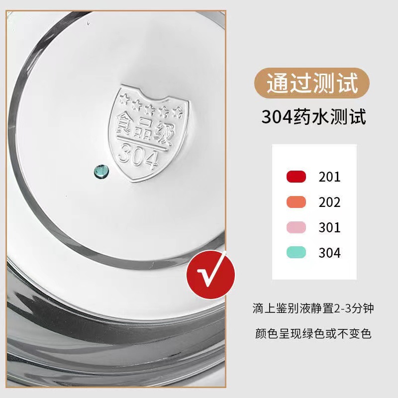 华普思 不锈钢盆 餐具和面打蛋盆汤碗汤盆漏盆洗米筛 304特厚大反边18cm+冲孔米筛18cm高清大图