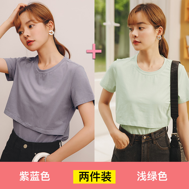 哺乳衣外出辣妈款孕妇上衣春夏季短袖打底衫春秋喂奶t恤春装夏装
