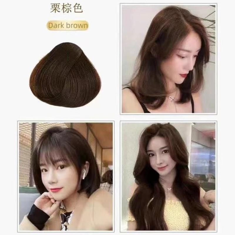 一洗彩染发剂盖白发袋装植物染发水自己染一洗黑无刺激泡泡染发膏 自然黑 3包 送四件套