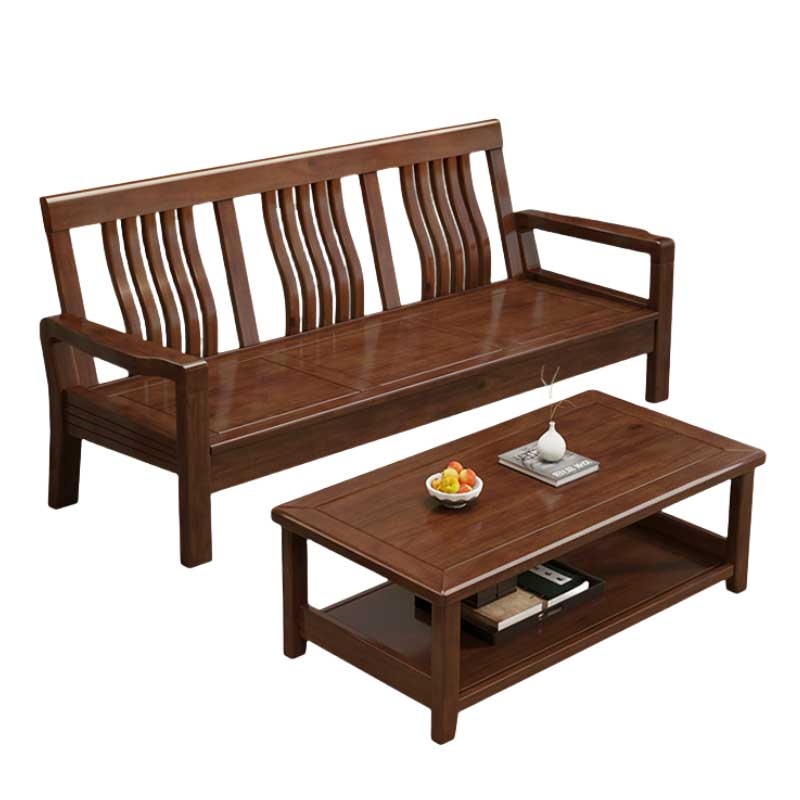 铭思达实木沙发组合三人位+茶几套高清大图