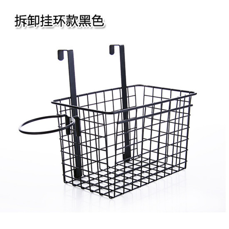 家柏饰(CORATED)日式铁艺收纳篮厨房免打孔挂篮置物篮浴室卫生间挂式置物架储物 A款黑色
