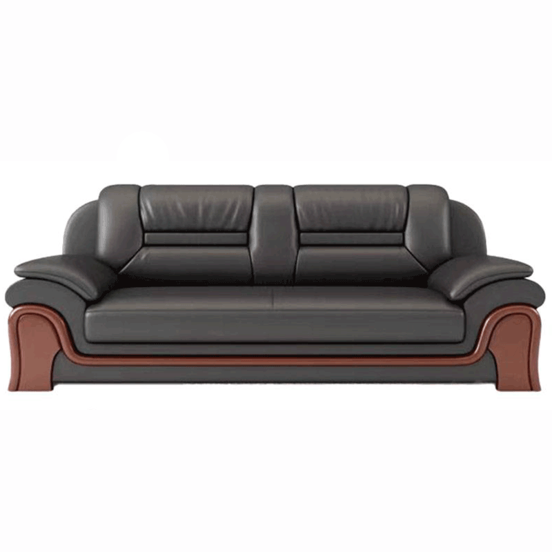 企来实木牛皮三人位沙发 2230*850*920mm 个高清大图