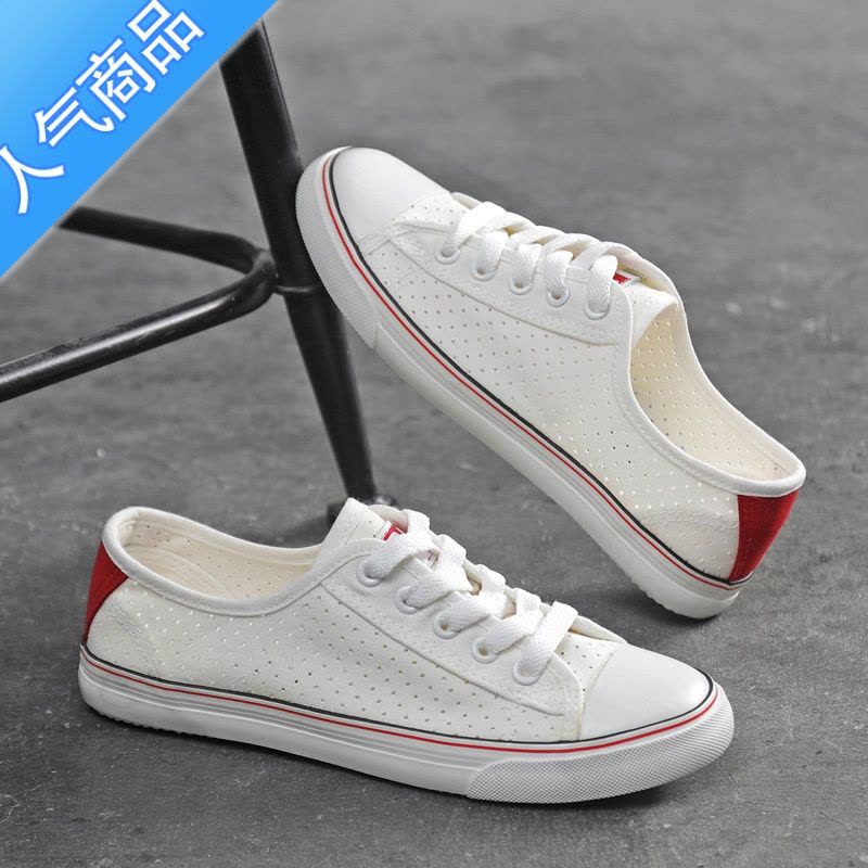 SUNTEK2023夏季新款小白鞋透气网面镂空网眼薄款帆布鞋女休闲运动鞋板鞋图片