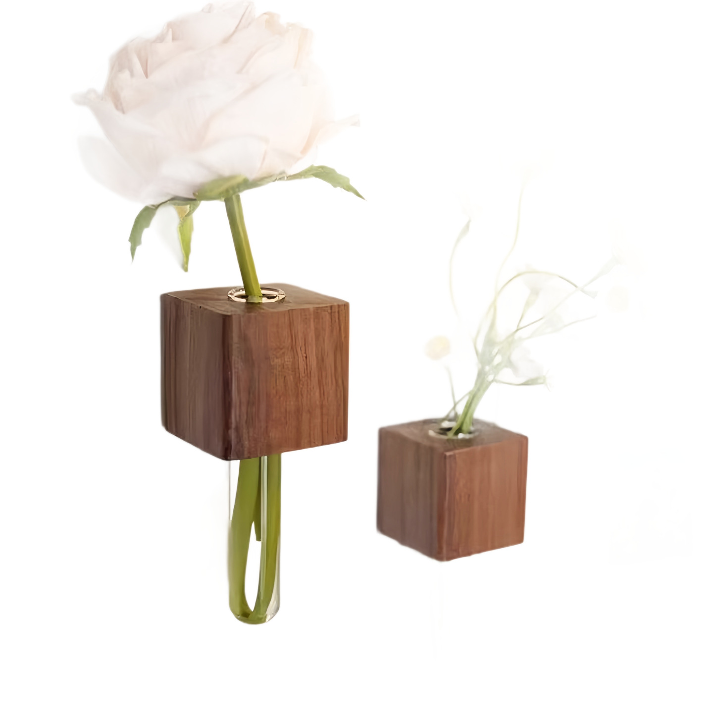 实木插花器创意试管插花器冰箱贴磁贴留言固定磁力贴水培植物花瓶高清大图