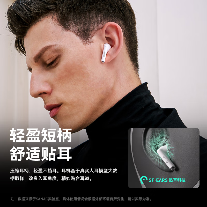 塞那 S-T11-耳机-冰雾白 耳机蓝牙耳机TWS真无线半入耳式超长续航空间音频立体环绕音高清大图