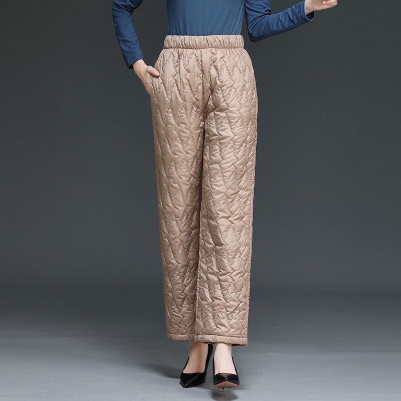 冬季新款轻薄女士羽绒棉裤女外穿丝棉裤子直筒阔腿裤宽松保暖裤女