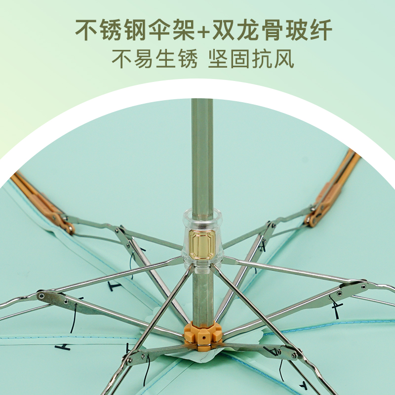 红叶五折伸缩柄伞颜色随机-3983高清大图