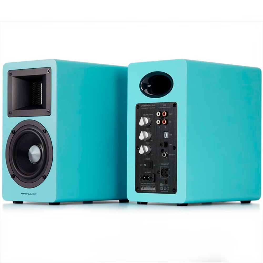 漫步者(EDIFIER) 蓝牙音箱 客厅音响 A80有源书架式HIFI音箱(蓝色)高清大图