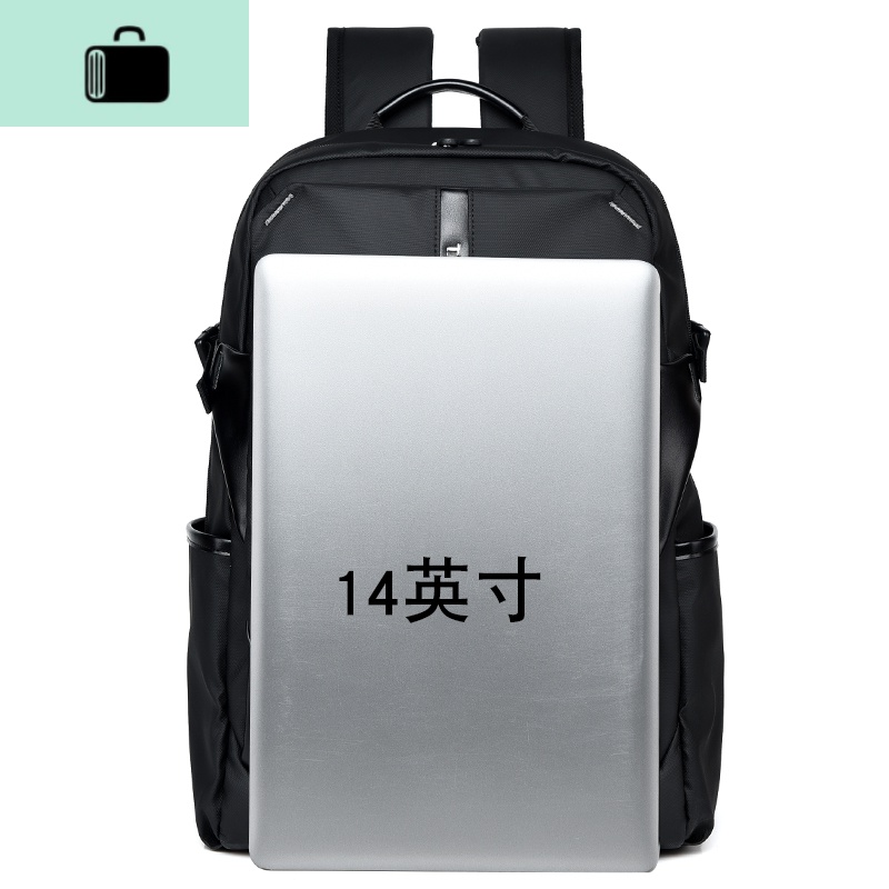 2020新款男士双肩包时尚潮流书包男休闲帆布大容量旅行电脑背包NEW LAKE 黑色+同款胸包高清大图