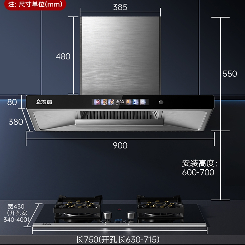 CHIGO志高抽油烟机燃气灶套餐烟机灶具厨房三件套装组合家用烟灶消电热消毒柜_A款烟灶消燃气热水器_液化气
