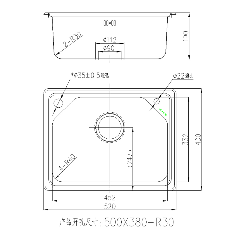 JOMOO九牧 不锈钢厨房水槽单槽套餐 小户型洗菜盆洗碗池水池02080-00-Z