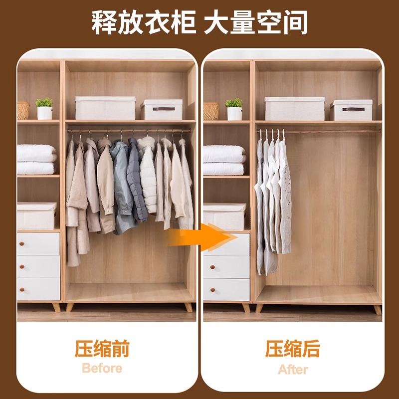 [补贴10%]挂式大衣羽绒服压缩袋收纳袋专用抽空气棉被衣服整理袋真空挂衣袋高清大图