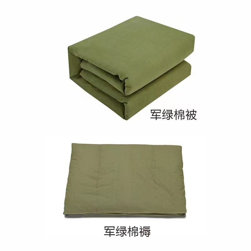 煊煜 床上用品七件套(军绿)150*210/6斤被+120*210/5斤褥+三件套+枕芯+蓝枕巾 套图片