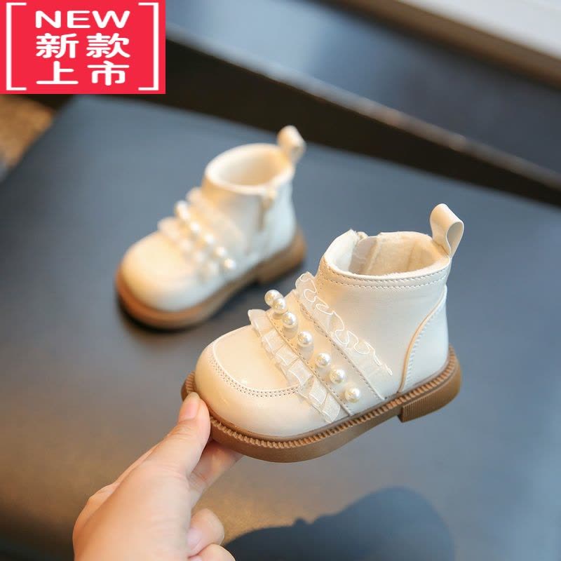 可莉允女宝宝鞋子加绒小皮鞋棉鞋短靴婴儿学步鞋女童靴子软底公主鞋冬季图片