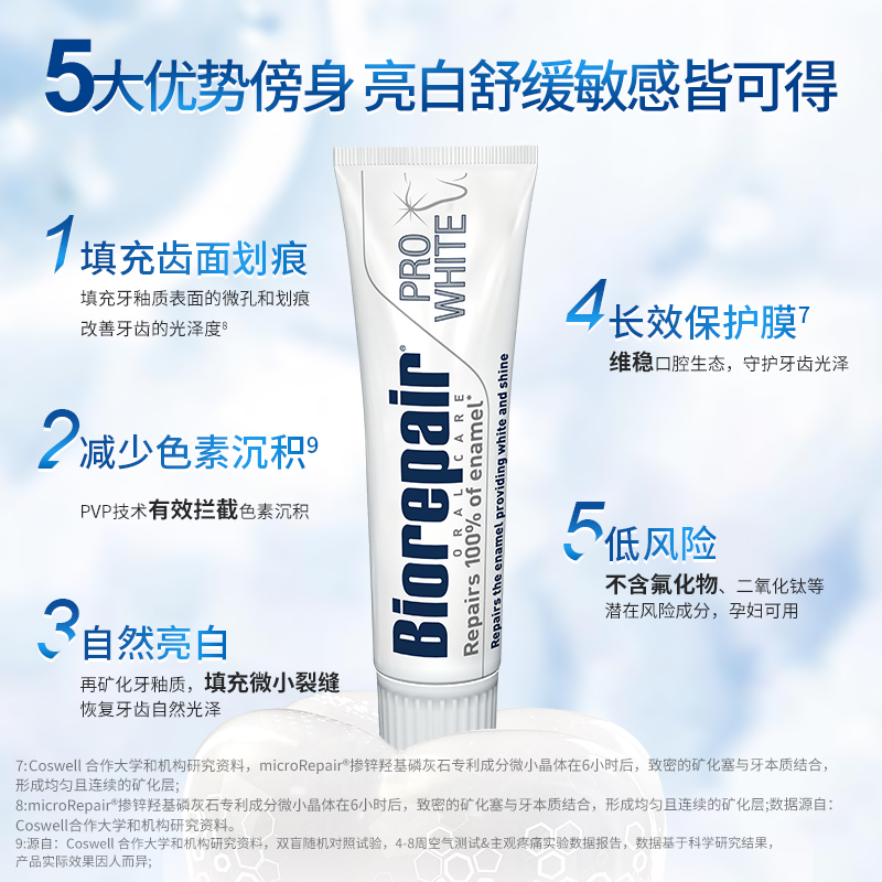 贝利达牙釉质修复牙膏(亮白护理)75ml清新口气去黄清洁牙渍牙垢修复牙釉质经典款高清大图