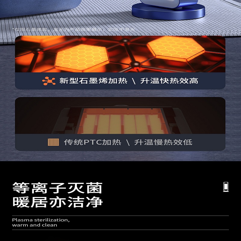 海尔(Haier)石墨烯取暖器冷暖两用暖风机家用等离子除菌遥控定时立式电暖气机械款HNF-2017B高清大图