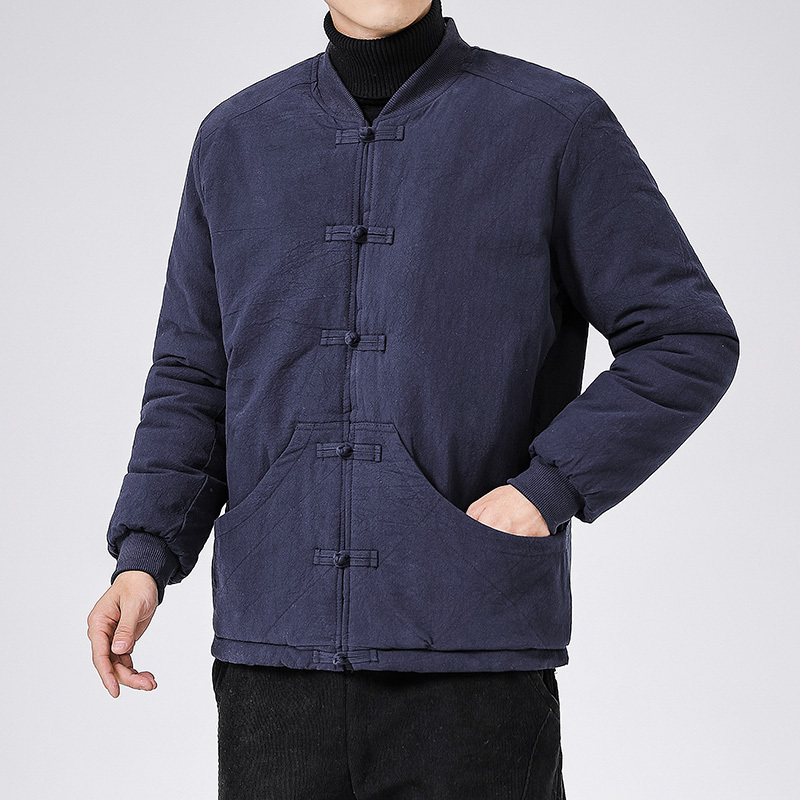 baluoshang中国风羔绒棉衣男冬季加厚外套青年唐装棉袄中式棉服复古