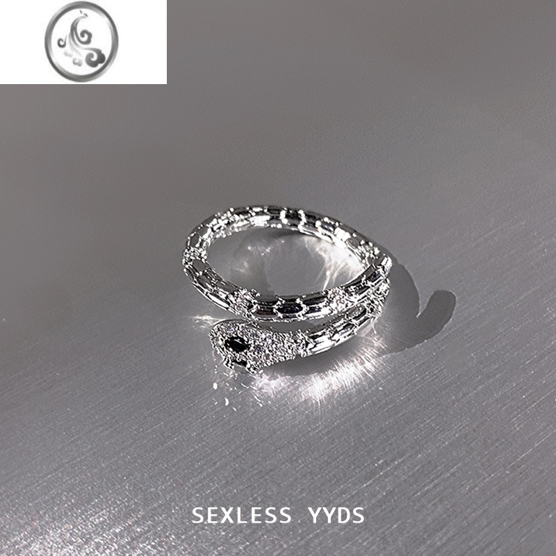 JiMiyyds 轻奢灵蛇戒指女小众设计高级感情侣对戒时尚个性食指戒男潮