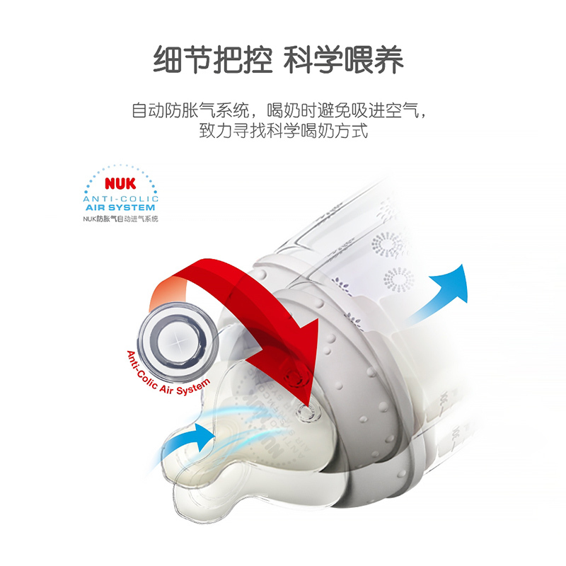 NUK 耐高温120ml宽口玻璃彩色奶瓶(带初生型乳胶中圆孔奶嘴)